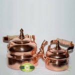 کتری و قوری مسی با دسته چوبی ۸ نفره